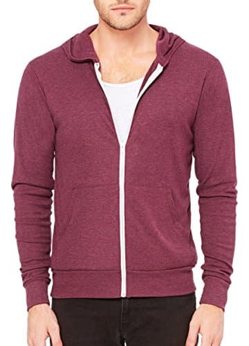 Image of Bella 3939 Unisex Triblend Full-Zip Lightweight Hoodie - Maroon Triblend, Extra Small (US)