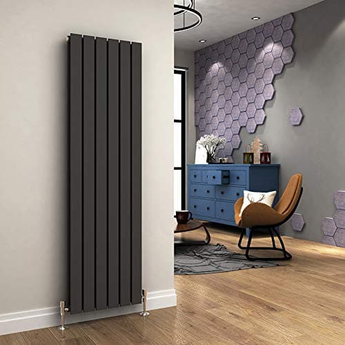 Image of ELEGANT 1600 x 452 mm Anthracite Vertical Column Radiator Double Flat Panel Designer Bathroom Radiator