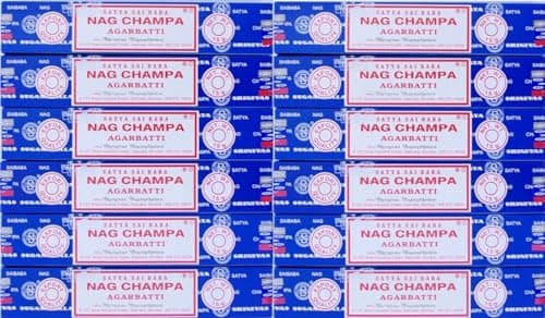 Image of Satya Satya Nag Champa Incense Sticks, Wood, Floral, 15g x 12 packs = 144 sticks, Blue