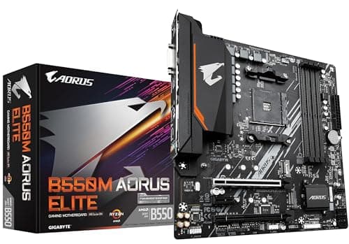 Image of Gigabyte B550M AORUS ELITE Motherboard - Supports AMD Ryzen 5000 Series AM4 CPUs, 5+3 Phases Pure Digital VRM, up to 4733MHz DDR4 (OC), 2xPCIe 3.0 M.2, GbE LAN, USB 3.2 Gen1