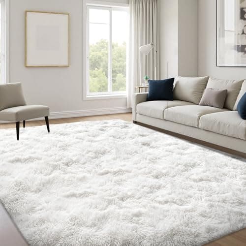 Image of JOYARR Rugs Living Room, 140x200 cm Large Area Carpet Fluffy Washable Soft Shaggy Anti Slip Modern Decor Mat for Bedroom Lounge Kids Nursery Room, Cream