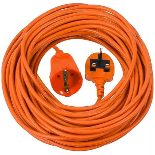 Image of SPARES2GO 20m Mains Power Cable UK 3 Pin Plug compatible with Bosch AdvancedRotak 550 650 750 UniversalRotak Lawnmower