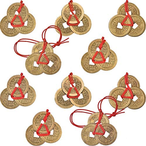 Image of Boao Chinese Fortune Coins Feng Shui Coins I-ching Coins Traditional Coins with Red String for Wealth and Success, 5 Styles (10)