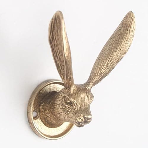 Image of Fyne-Finds Gold Metal Hare Hook Wall Mounted Rabbit Head Vintage Animal Coat Hook Keys Towels Clothes Bathroom Bedroom Home Decor