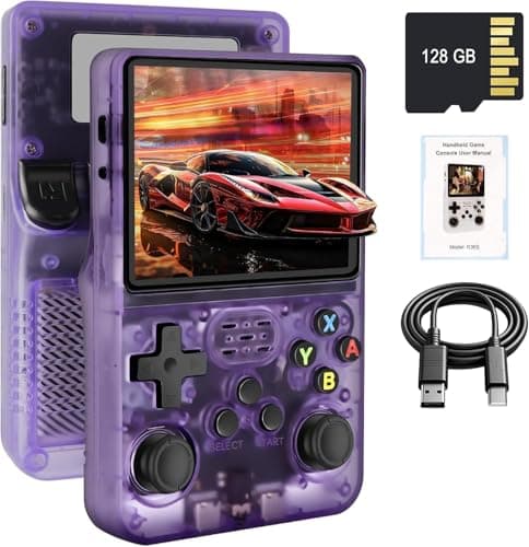 Image of R36S Retro Handheld Game Console with 3.5" IPS Display, 128GB and 21,000+ Classic Games, Open Source Linux System, Screen Portable Pocket Video Player [Linux], Purple