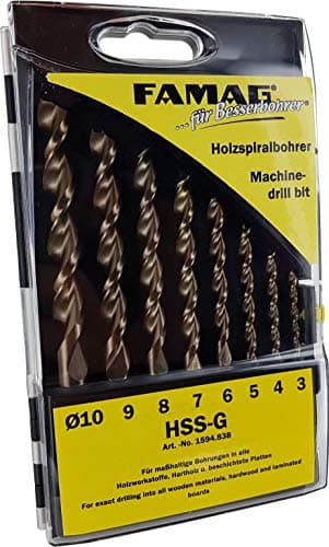 Image of FAMAG 1594838 8pcs HSS-Ground Brad Point Drill Bit Set in Plastic Case