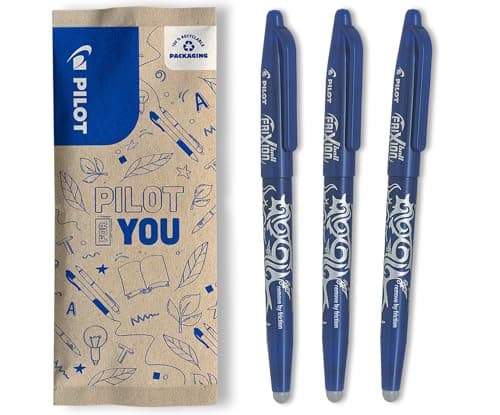 Image of PILOT - Set of 3 FriXion Ball 07 - Erasable Thermal Ink Pen - Refillable Roller Pen - Blue - Medium Tip