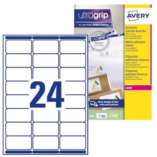 Image of Avery L7159-15 Self-Adhesive Address Labels White 360 Pieces 63.5 x 33.9 mm