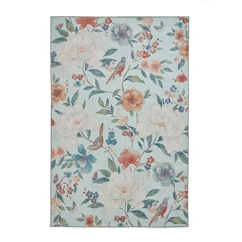 Image of Think Rugs Catherine Lansfield Pipa Floral Rug, Blue