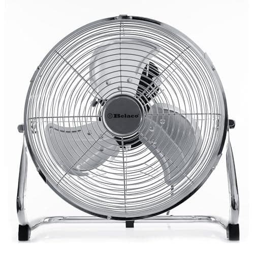 Image of Belaco 12” Metal Floor Fan, High Velocity Chrome Freestanding Cooling Fan, 3 Speed Air Circulator for Home, Office, Gym, Garage, Warehouse & Commercial Spaces, High Airflow BELF-30