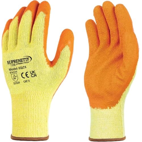 Image of Supreme TTF 24 Pairs Latex Coated Orange Rubber Work Gloves Mens Safety Builders Gardening (XL)
