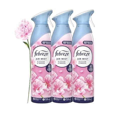 Image of 3 x Febreze Air Mist Air Freshener Spray 185ml, variety to choose from, bathroom and room air fresheners bundle (Blossom Breeze)