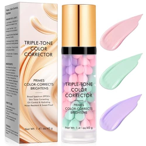 Image of Colour Correcting Primer SPF 50-3-Tone Makeup Base & Sunscreen | Oil Control & Waterproof All-Day Wear | Gentle Formula for All Skin Types
