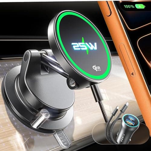 Image of LISEN Wireless Magsafe Car Charger,Qi2.2 25W Magsafe Car Mount Charger for iPhone 17 Pro Accessories Car Magnetic Charger 25W for iPhone 17 16 Samsung Galaxy S26 Ultra 15W for iPhone 17e 15 14 13 12