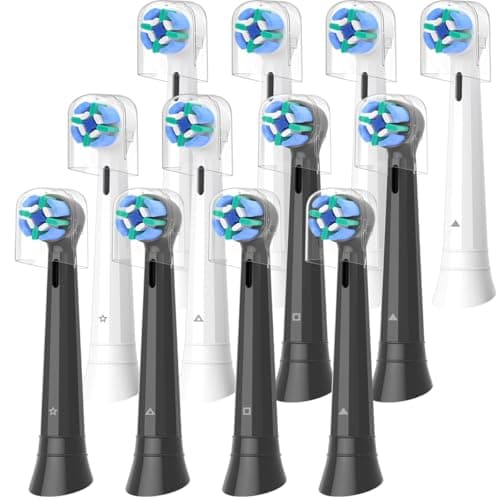 Image of iO Brush Heads Compatible with Oral B iO Electric Toothbrushes, Pack of 12 Replacement Toothbrush Head for Gentle Cleaning (6 White+6 Black)