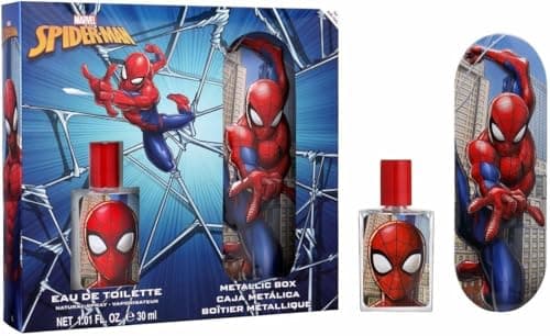Image of Marvel Spiderman Natural Kids Perfume Gift Set – Eau de Toilette Spray 30ml & Metal Pencil Box | Vegan & Dermatologically Tested | Safe Daily Fragrance & School Essentials Gift Set for Children