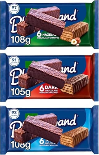 Image of Chocolate Wafer Bundle with Blue Riband Milk Chocolate, Hazelnut Wafers Biscuits & Dark Chocolate Biscuit Bars 18x18g (3 Pack Variety)