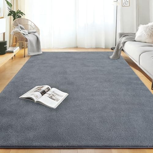 Image of Rezutan Large Rugs for Living Room Ultra Soft Fluffy Shaggy Carpet Washable Non-Slip Area Rug for Bedroom & Kids Room Cosy Indoor Floor Mat, 140X200cm, Light Grey