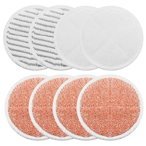 Image of BeiLan 8 Pack Steam Mop Pads Replacement Set Compatible with Bissell Spinwave 2039A 2124: 4 Heavy Scrub Pads, 2 Soft Pads, 2 Scrubby Pads