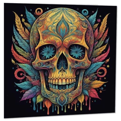 Image of Gothic Skull Greeting Card - Skull Gothic Birthday Card 145 x 145mm