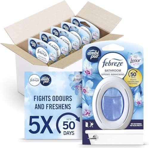Image of Febreze Bathroom Air Freshener, Odour Fighter, Spring Awakening, 5 Items, Bathrooms Freshener & Odour Eliminator
