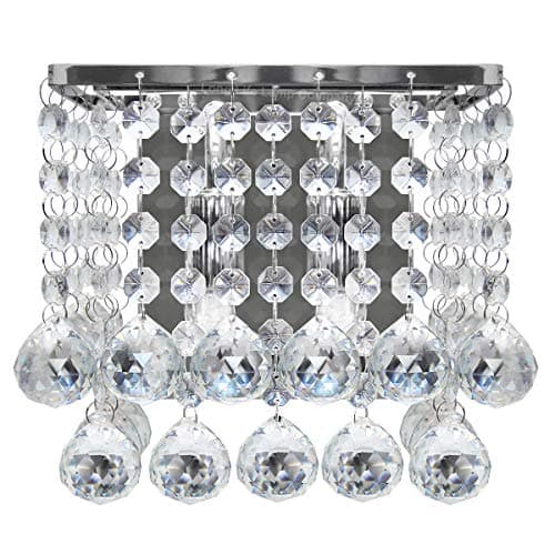 Image of Modern Polished Chrome Indoor Wall Chandelier Light Crystal Droplets Twin G9 Lamp M0065