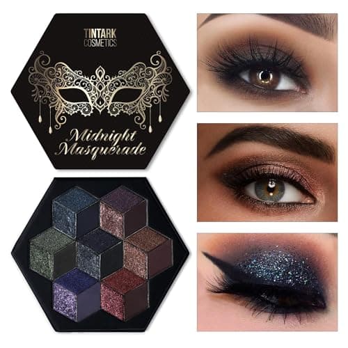 Image of Black Smokey Eyeshadow Makeup Palette, Dark Smoky Eyeshadow Palettes for Halloween Goth Makeup with Glitter Shimmer Matte, Midnight Masquerade 21 Colors Brown Nude, Talcum Free
