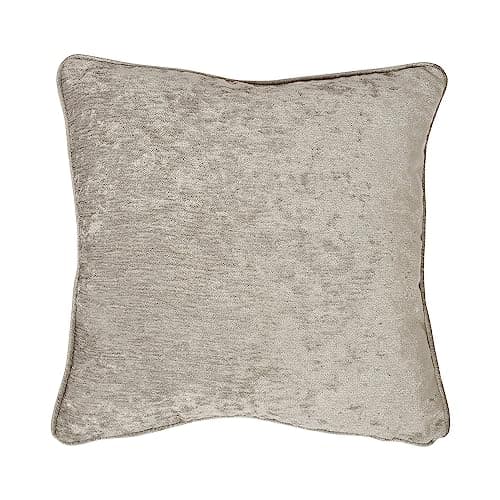 Image of Curtina - Natural Cream Woven Cushion (43 x 43cm) for Living Room/Bedroom - Ivory Textured Chenille in Beige - Luxury Weave - Inserts With Covers Included