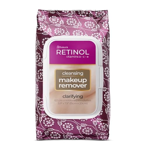 Image of LIVAURA Retinol Anti-Aging Cleansing Towelettes – All-in-One Cleanser, Toner & Makeup Remover in a Convenient Pre-Moistened Wipe – On-The-Go Exfoliating, Toning & Hydrating Leaves Skin Clean