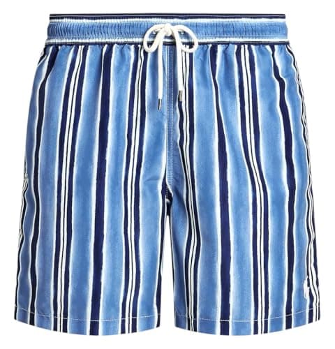Image of POLO RALPH LAUREN Men's Traveller Swim Shorts (UK, Alpha, L, Regular, Regular, Blue Stripe)