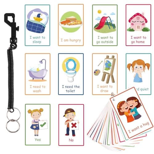 Image of Lemicin Communication Cards Pecs Flashcards - 30pcs Pecs Cards Sign Language Flash Cards Communication Board autism Aids Visual Aids for Autistic Children Non Verbal Speech Therapy