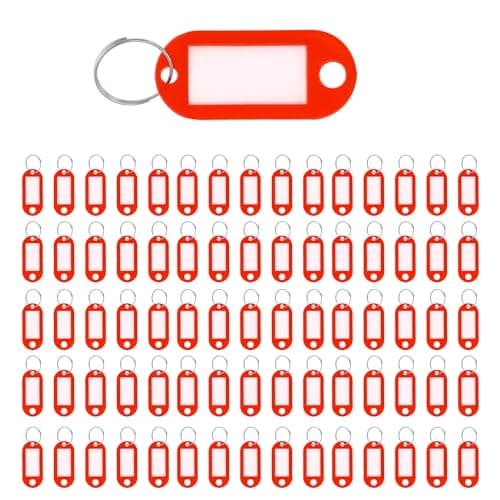 Image of Westcott Key Tags 100 Pieces | 100 Pack of Robust Tags for Labelling Keys with Exchangeable Labels | with Metal Ring and in The Color red | E-10651 00