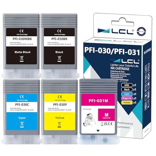 Image of LCL PFI-030 PFI-031 Ink Cartridge Replacement for Canon PFI030 PFI-030 PFI-031 PFI-030MBK PFI-030BK PFI-030C PFI-031M PFI-030Y for Canon ImagePrograf TM-240 ImagePrograf TM-340 (5Pack)