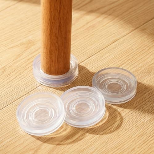 Image of QWORK® 4 Pcs Clear Castor Cup Set for Ø20/30/40mm Furniture Legs, Outer Dimensions 13mm x 45 mm, Floor Protection for Carpets and Floors