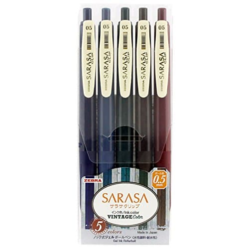 Image of Zebra Pen SARASA Gel CLIP 0.5 mm with 5 Vintage Colours 1
