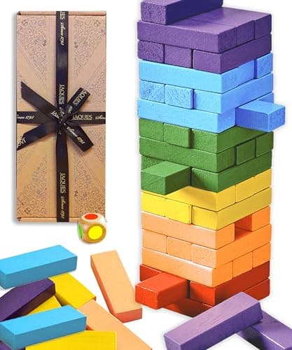 Image of Jaques of London Colour Tumble Tower Game | Wooden Toys for 3 4 5 Year Old Girls & Boys | Wooden Games | Stacking Board Games for Kids