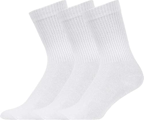 Image of reshmena® 3 Sport Socks Men’s Cotton Rich Sports Socks Breathable Comfortable Men Sportswear socks mens socks Mens Athletic training socks UK 6-11 White