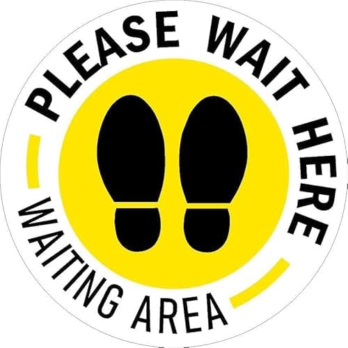 Image of Please wait here, Waiting area, floor sticker - Self adhesive floor graphic (400mm x 400mm)