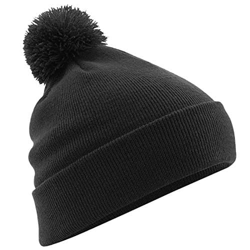 Image of Beechfield Original Pom Pom Beanie Hat Winter Bobble Beenie Ski Wear (Black)
