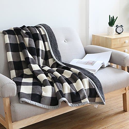Image of Ukeler Buffalo Check/Plaid Throw Blanket 60''×50'' for Couch- Ultra Soft Plush Flannel Fleece Sherpa Throw Bed Throws for Kids and Adult