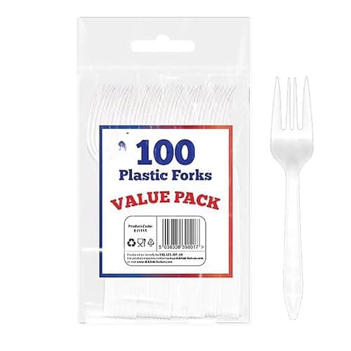 Image of How 100 Premium White Forks, Heavy Duty Forks, Microwave-Safe Solid Tablefork, 6" Long Cutlery Set Washable & Reusable