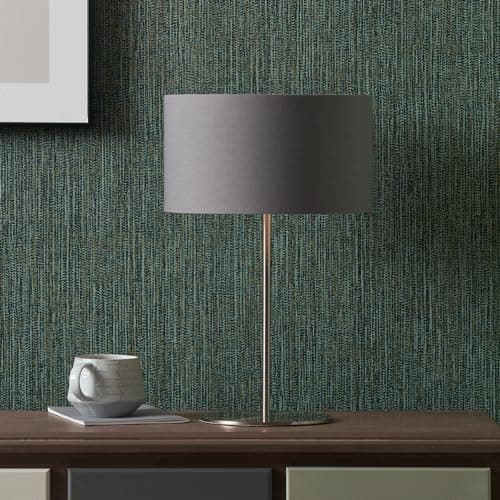 Image of Pacific Lifestyle Grey Modern Metal Table Lamp with Cotton Shade | Contemporary Lamps for Living Room | Minimalist Bed Side Table Lamps for Bedroom (Grey)