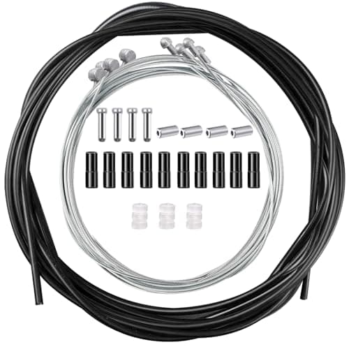 Image of NVGVUP Bike Brake Cables, Replacement Gear Brake Cables for Bicycles, Black Universal Bicycle Brake Cable, Gear Bike Cable with End Cap O-Ring End, for Mountain Road Normal Bicycle