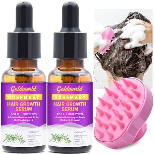 Image of Rosemary Oil for Hair Growth,Diluted Rosemary Oil with Sclap Massager&Ebook,Hair Growth Oil Serum with Castor Oil Biotin Argan for Dry Damaged Hair,Hair Ingrown Loss Treatments for Women Men