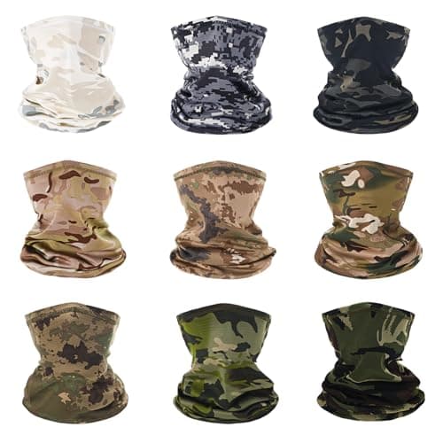 Image of ViEinkaufen 9 Pcs Camouflage Bandana Snoods For Men Women, Multifunctional Elastic Cooling Face Covering Neck Scarf Headscarf UV Resistence For Cycling.Riding, Motorcycling, Hiking, Fishing