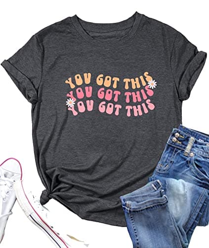 Image of You Got This Shirt Women Testing Teacher Shirts Cute Daisy Graphic Tshirt Encouraging Short Sleeve Tees Tops, Grey, L