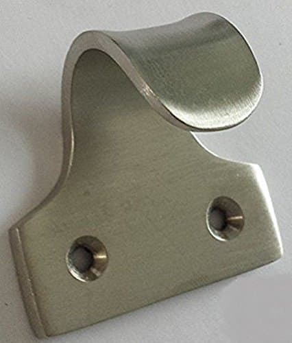 Image of Solid Sash Window Finger Lift Pull Slide Handle 50mm + Screws - Satin Nickel