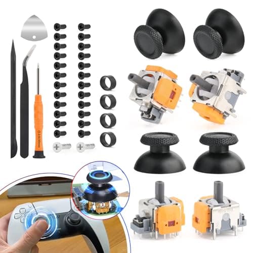 Image of Hall Effect Joystick Replacement for PS5 Controller - Sony PlayStation 5 3D Analog Sensor Module Thumb Stick Accessories With Repair Tools (4 Pack)