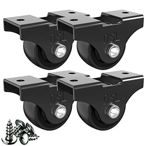 Image of DSL Small Fixed Castor Wheels Trolley – 25mm Heavy Duty Caster Wheels Set of 4 – Rubbered Wheels for Furniture - Black up to 60KG +Free Fitting Castors for Furniture