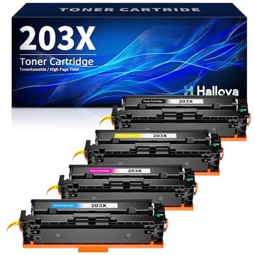 Image of Halloya 203X Toner Cartridge Replacement for HP CF540X CF541X CF542X CF543X Compatible for Color Laserjet Pro MFP M254dw M254dn​M254nw M280nw M281fdn M281fdw M281cdw (4 Pack)